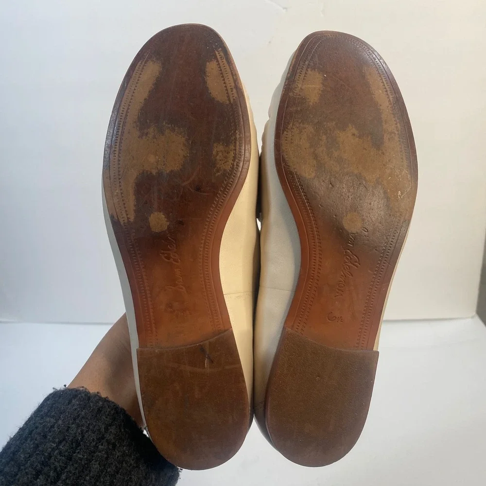 Sam Edelman Loraine Bit Loafers Women 6.5 Ivory Leather‎ Gold Hardware Classic